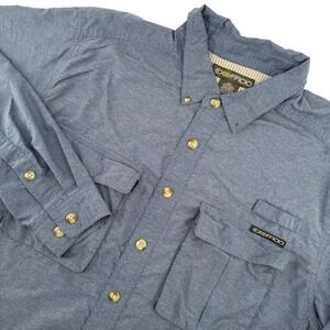 ExOfficio Men's L Blue Long Sleeve Button Up Fishing Shirt Outdoor Travel Vented